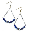 BEADED TRI-ARCH ON CHAIN/NAVY EARRINGS