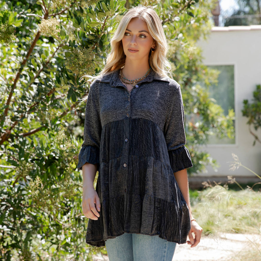 3/4 Ruffle Sleeves Western Blouse Top (New Color)