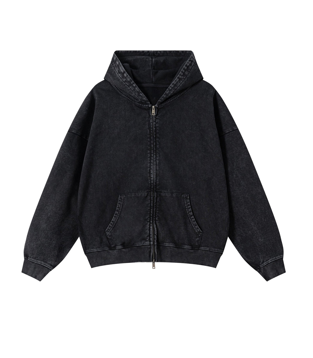 NOIR VINTAGE WASH ZIP HOODIE