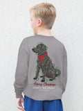 Merry Christmas Dog with Christmas Lights YTH Long Sleeve Tee - #SIMPLYSOUTHERN - YTH-MN-LS-MRYLB-SPORTGRY