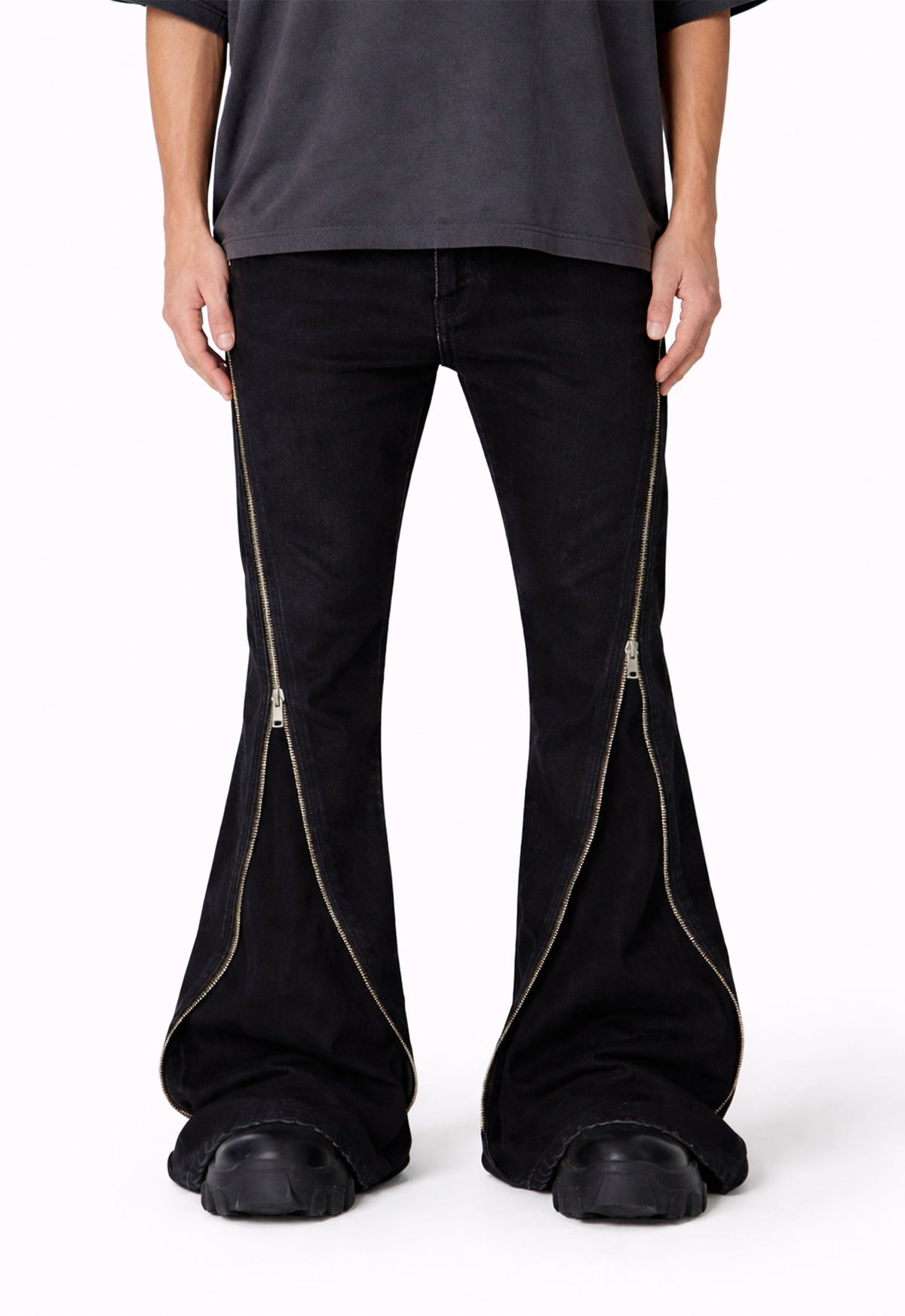 DIAMOND ZIP FLARE DENIM