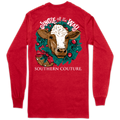 Jingle all the Way Cow on LS-Red Southern Couture Classic Tee
