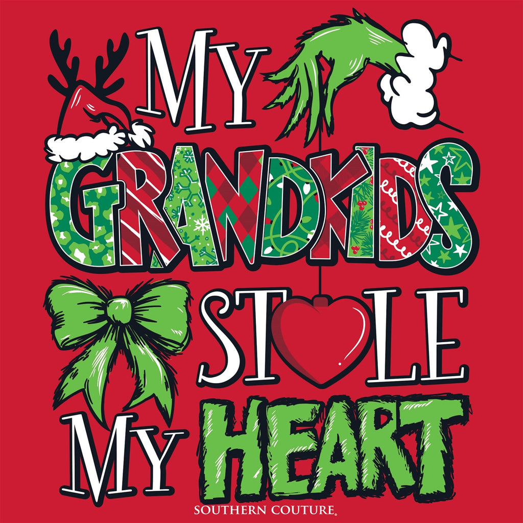 My Grandkids Stole My Heart on Red Southern Couture Classic Long Sleeve Tee