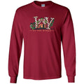 Joy Nativity Front Print on Cardinal Southern Couture Soft Long Sleeve Tee