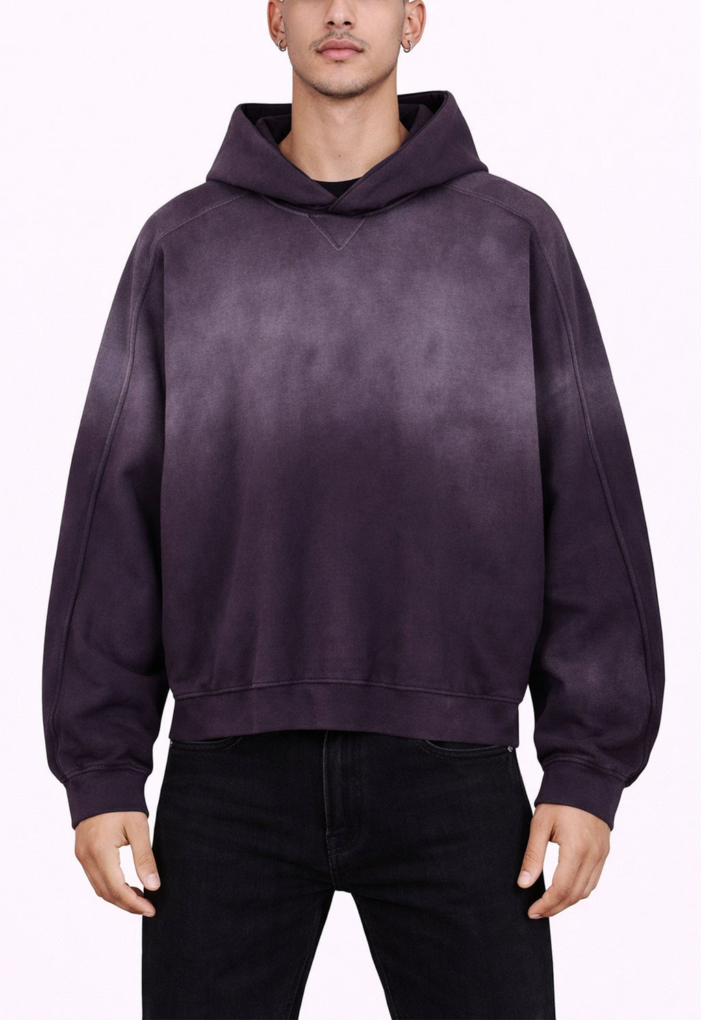 PLUM CONTRAST PANEL HOODIE